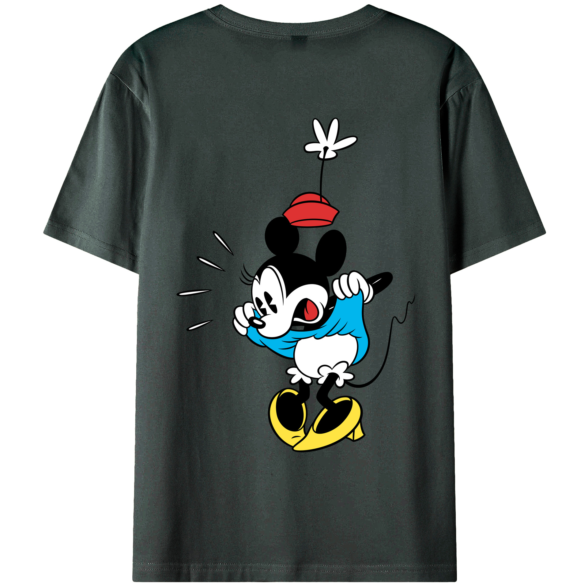 ミッキーマウス Mickey Mouse 綿100％ メンズ半袖Tシャツ（バックプリント） 通気性